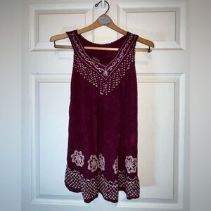 Advance Apparels Maroon Embroidered Tank Top